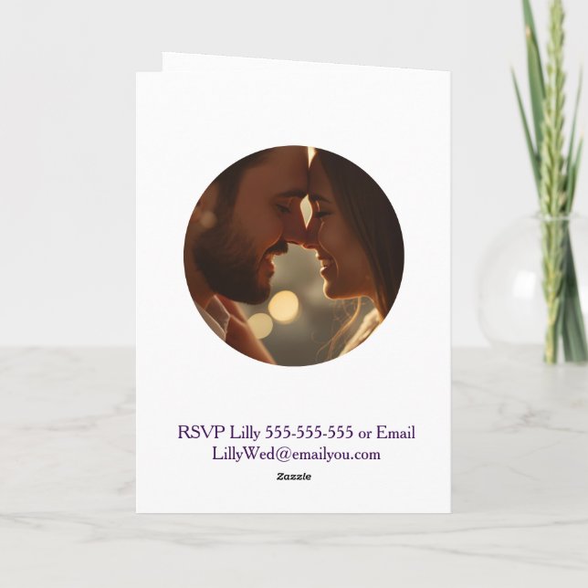 Invitación de boda de jacaranda | Elegante púrpura (Reverso)