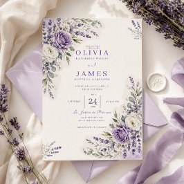 Invitación de boda de jardín acuarela lavanda