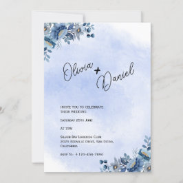 Invitación de boda de jardín azul chic