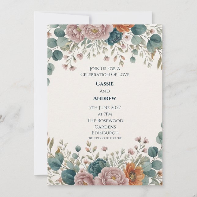 Invitación de boda de jardín Blue Chinoiserie (Anverso)