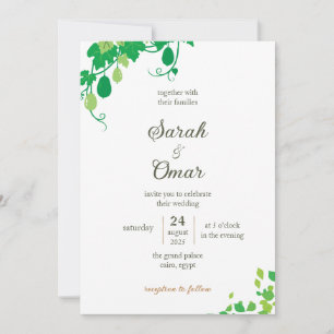 Invitación de boda de jardín botánico con viñedo v