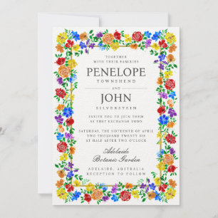Invitación de boda de jardín botánico de flores de