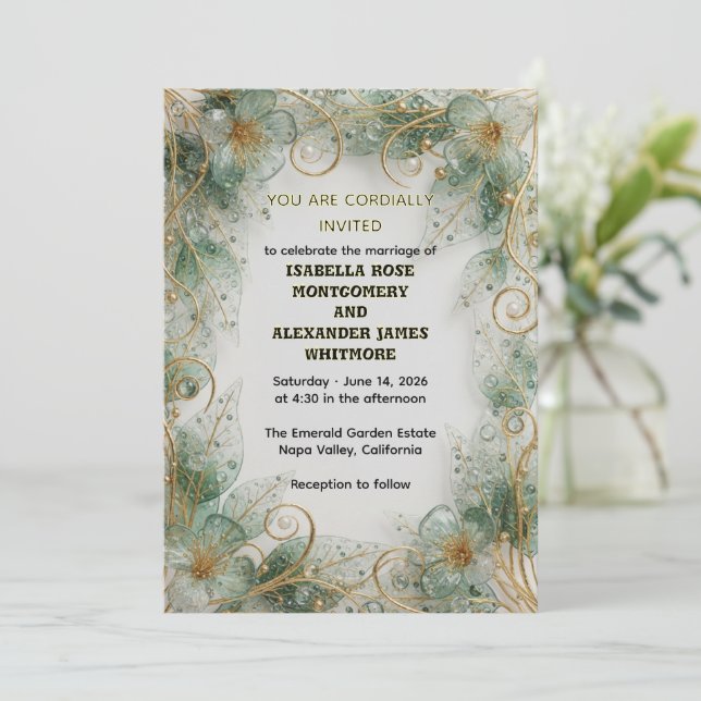 Invitación de boda de jardín botánico Flora elegan (Anverso de pie)