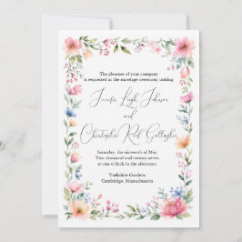 Invitación de boda de jardín con acuarela