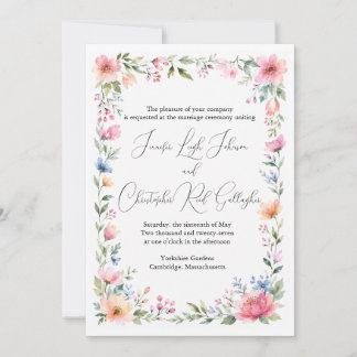 Invitación de boda de jardín con acuarela