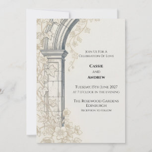 Invitación de boda de jardín con arco floral