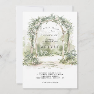 Invitación de boda de jardín con arco floral elega