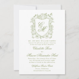 Invitación de boda de jardín con cresta de verde s