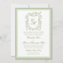 Invitación de boda de jardín con cresta de verde s