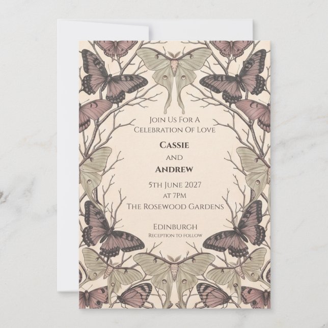 Invitación de boda de jardín con estilo Chinoiseri (Anverso)