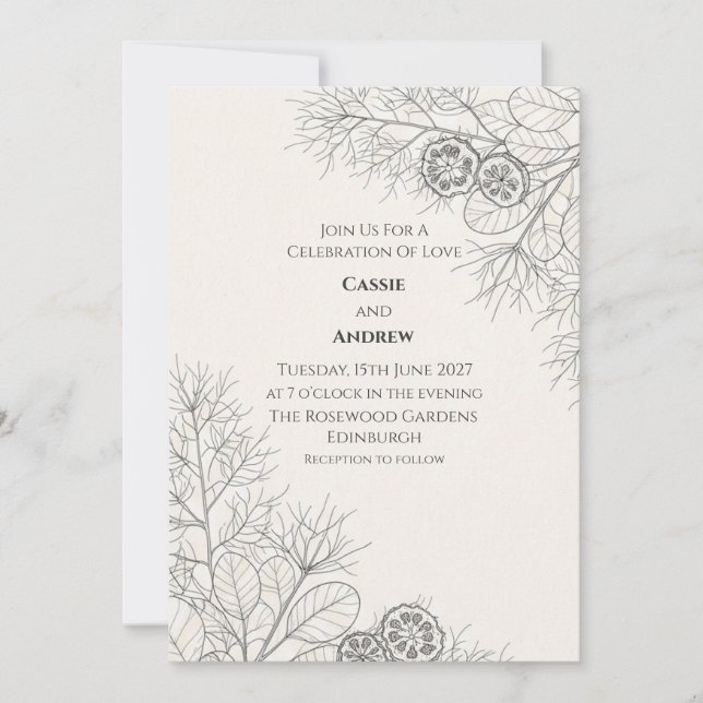 Invitación de boda de jardín con estilo chinoiseri (Anverso)