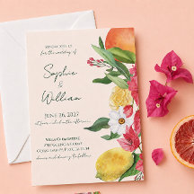 Invitación de boda de jardín de cítricos rosa mode
