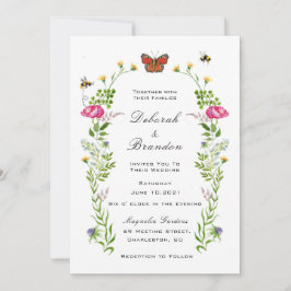 Invitación de boda de jardín de flores silvestres