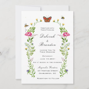 Invitación de boda de jardín de flores silvestres 