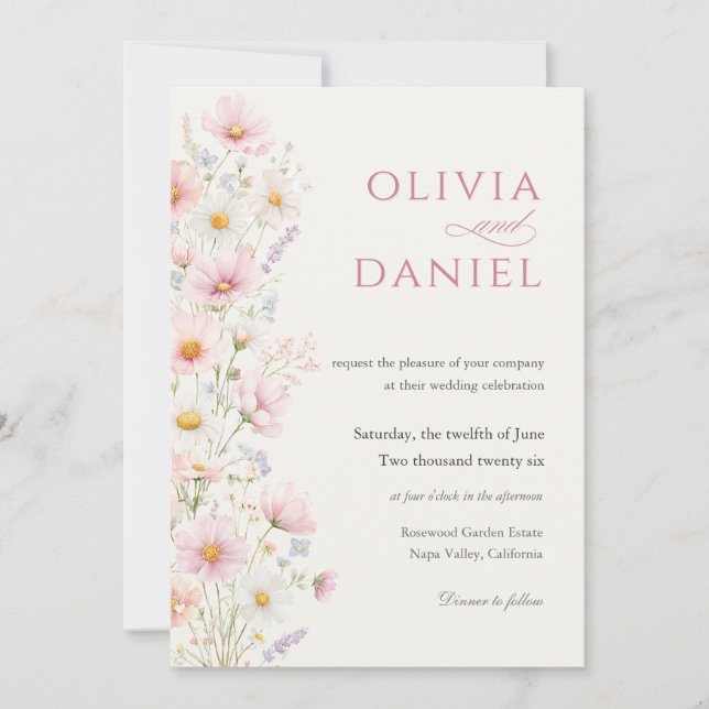 Invitación de Boda de Jardín de Flores Silvestres  (Anverso)