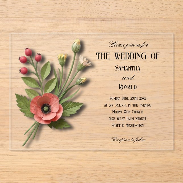 Invitación de boda de jardín de flores silvestres  (Anverso)