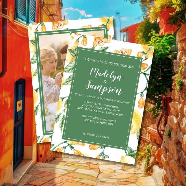invitación de boda de jardín de limón de acuarela  (Subido por el creador)