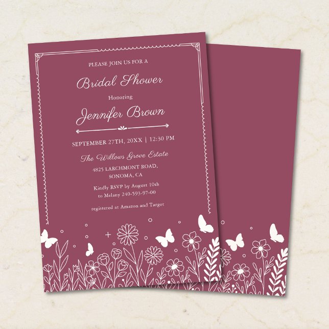 Invitación de boda de jardín de palo de rosa profu (Subido por el creador)
