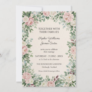 Invitación de boda de jardín de peonía con rubor s