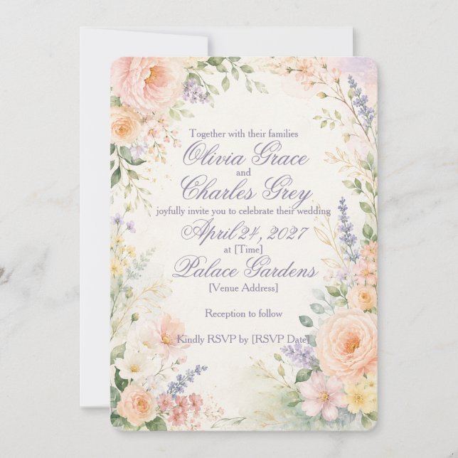 Invitación de boda de jardín de primavera (Anverso)