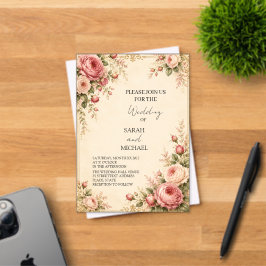 invitación de boda de jardín de rosa antigua
