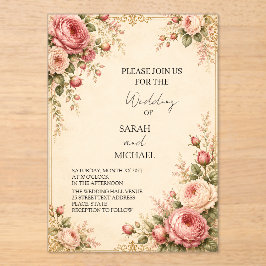 invitación de boda de jardín de rosa antigua