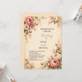 invitación de boda de jardín de rosa antigua