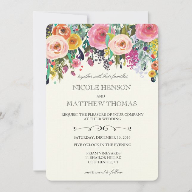 Invitación de boda de jardín floral (Anverso)