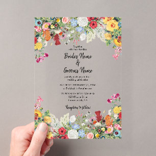 Invitación de boda de jardín floral con flores col