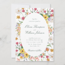 Invitación de boda de jardín floral con marco oval