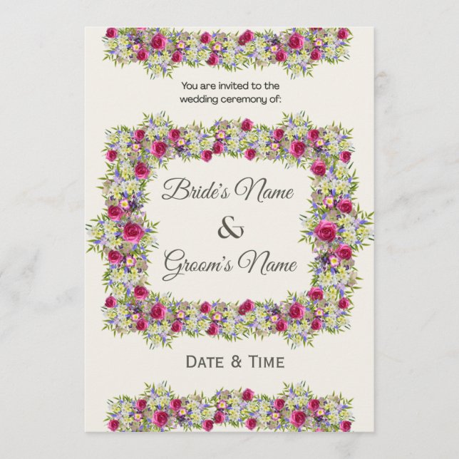 Invitación de boda de jardín floral exuberante (Anverso)