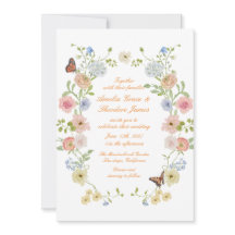 Invitación de boda de jardín floral pastel románti