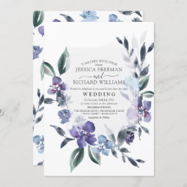 Invitación de boda de jardín floral púrpura polvor