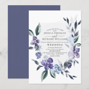 Invitación de Boda de Jardín Floral Púrpura Polvor