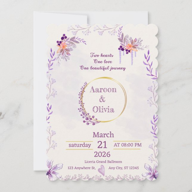 Invitación de boda de jardín íntimo editable (Anverso)