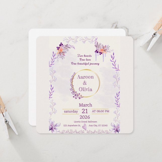 Invitación de boda de jardín íntimo editable (Anverso/Reverso In Situ)