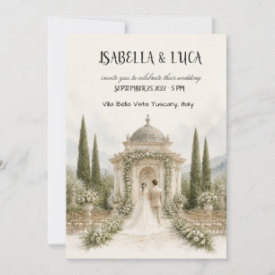 Invitación de boda de jardín italiano