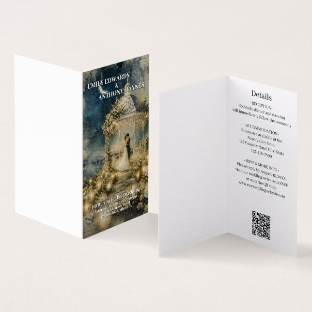Invitación de Boda de Jardín Romántico (Interior y exterior)