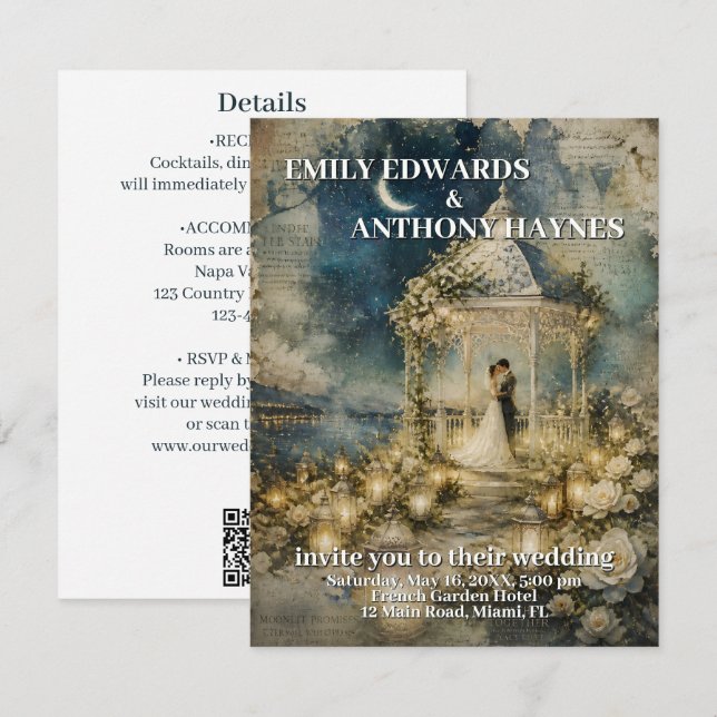 Invitación de Boda de Jardín Romántico (Anverso / Reverso)