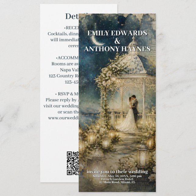 Invitación de Boda de Jardín Romántico (Anverso / Reverso)