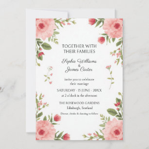 Invitación de boda de jardín rosa coral