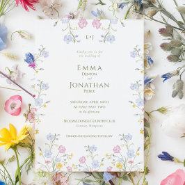 Invitación de boda de jardín verde de flores silve