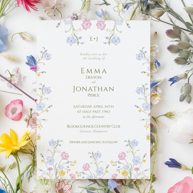Invitación de boda de jardín verde de flores silve (Subido por el creador)