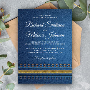 Invitación de boda de jeans con cremallera de mezc