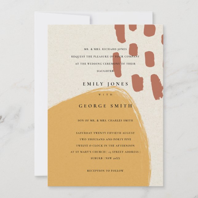 INVITACIÓN DE BODA DE KRAFT SCANDI, NARANJA DE POL (Anverso)