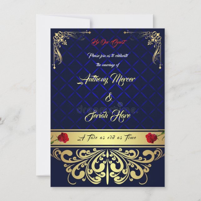 Invitación de boda de La Bella y la Bestia (Anverso)