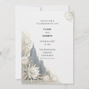 Invitación de boda de la ciudad Art Deco White Lot