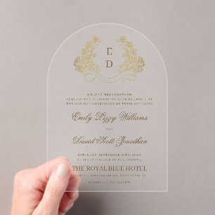 Invitación de boda de la herencia dorada del monog