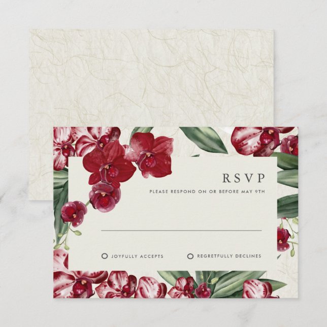 Invitación de boda de la isla hawaiana de orquídea (Anverso / Reverso)