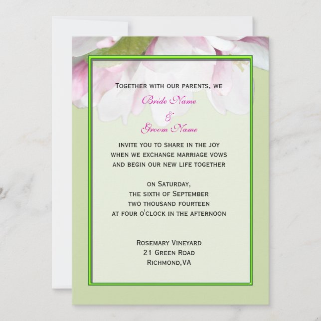 invitación de boda de la novia y el novio (Anverso)